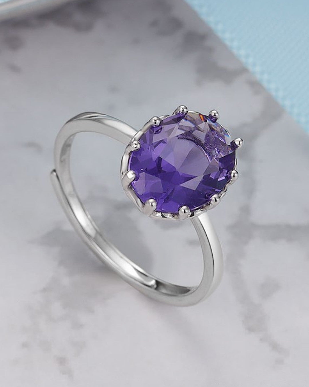 Silver Amethyst Royal Swirl Ring