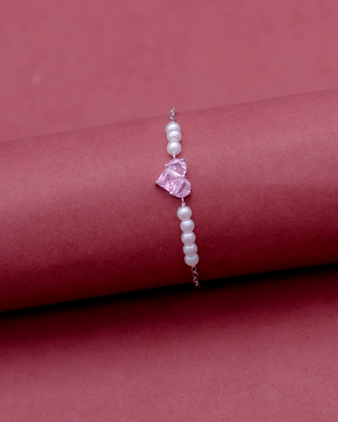 Silver Amour Pearl Heart Choker Bracelet