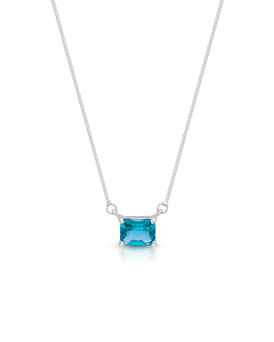 Silver Azure Glow Solitaire Pendant Necklace