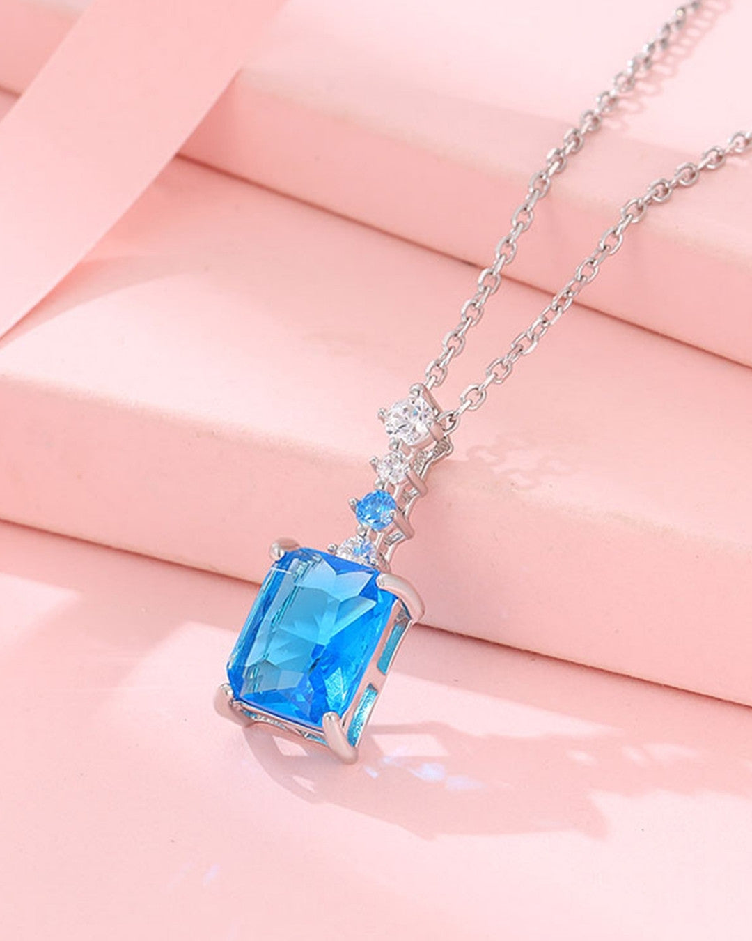 Silver Azure Radiance Pendant Necklace