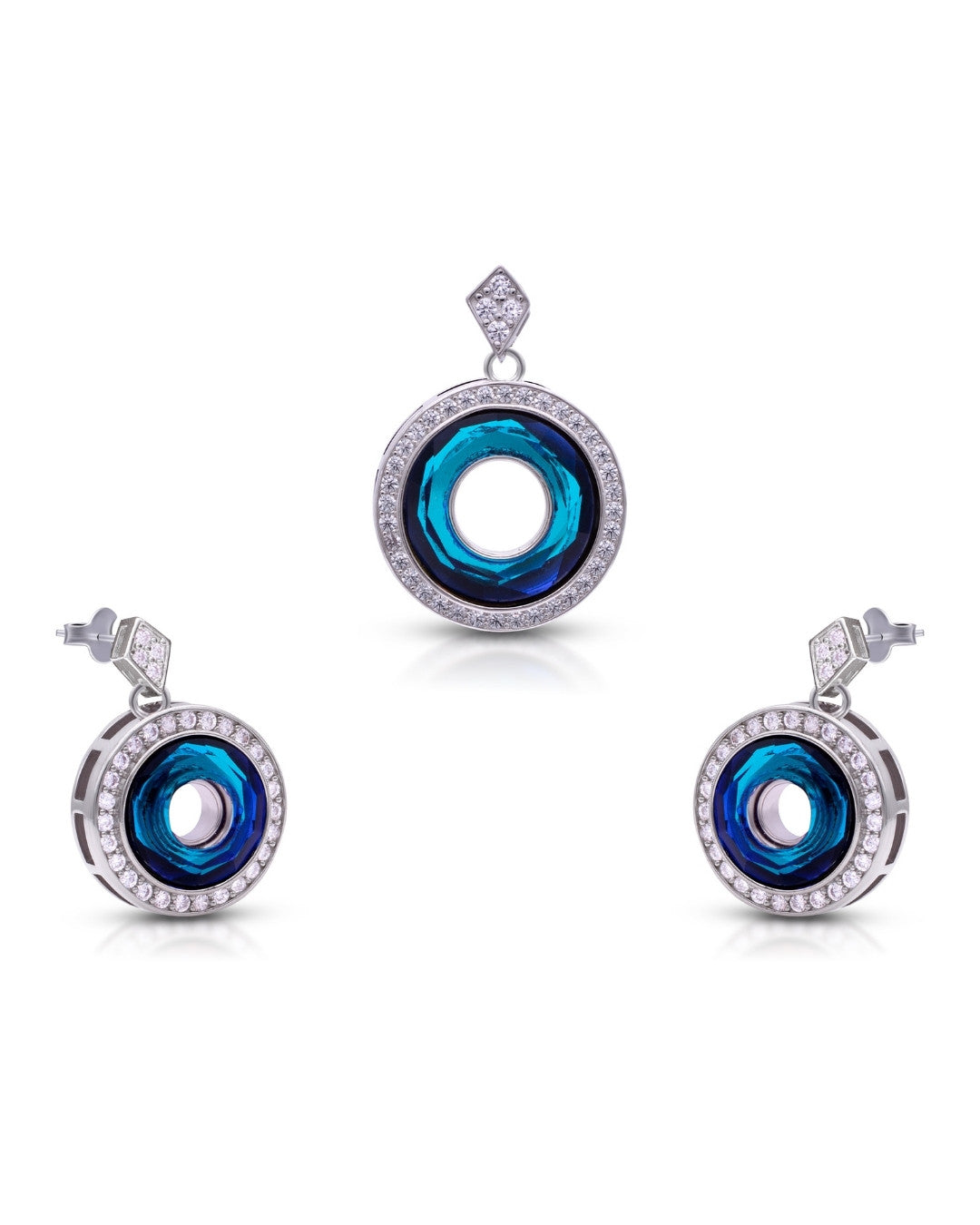 Silver Azure Radiance Pendant Set