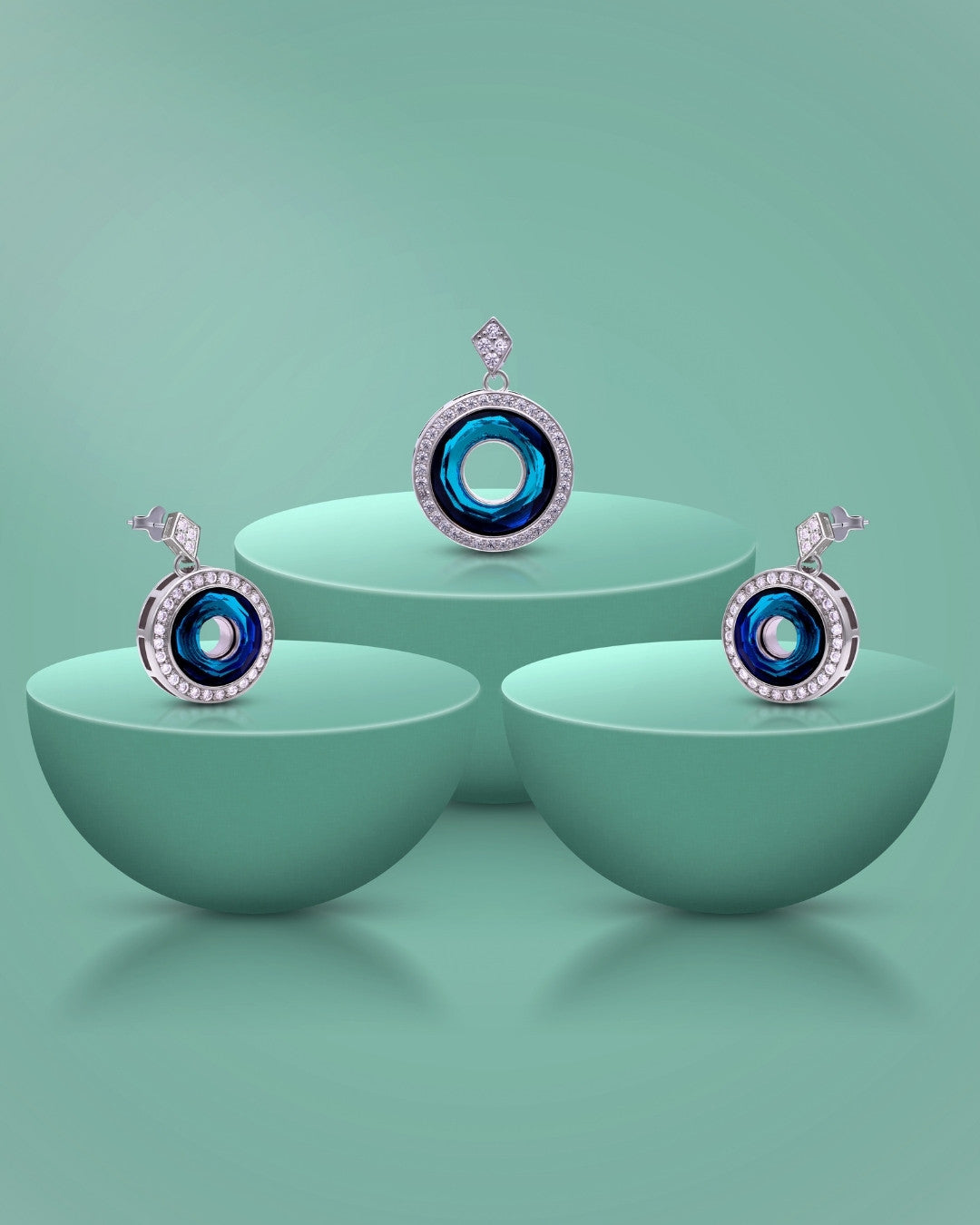 Silver Azure Radiance Pendant Set