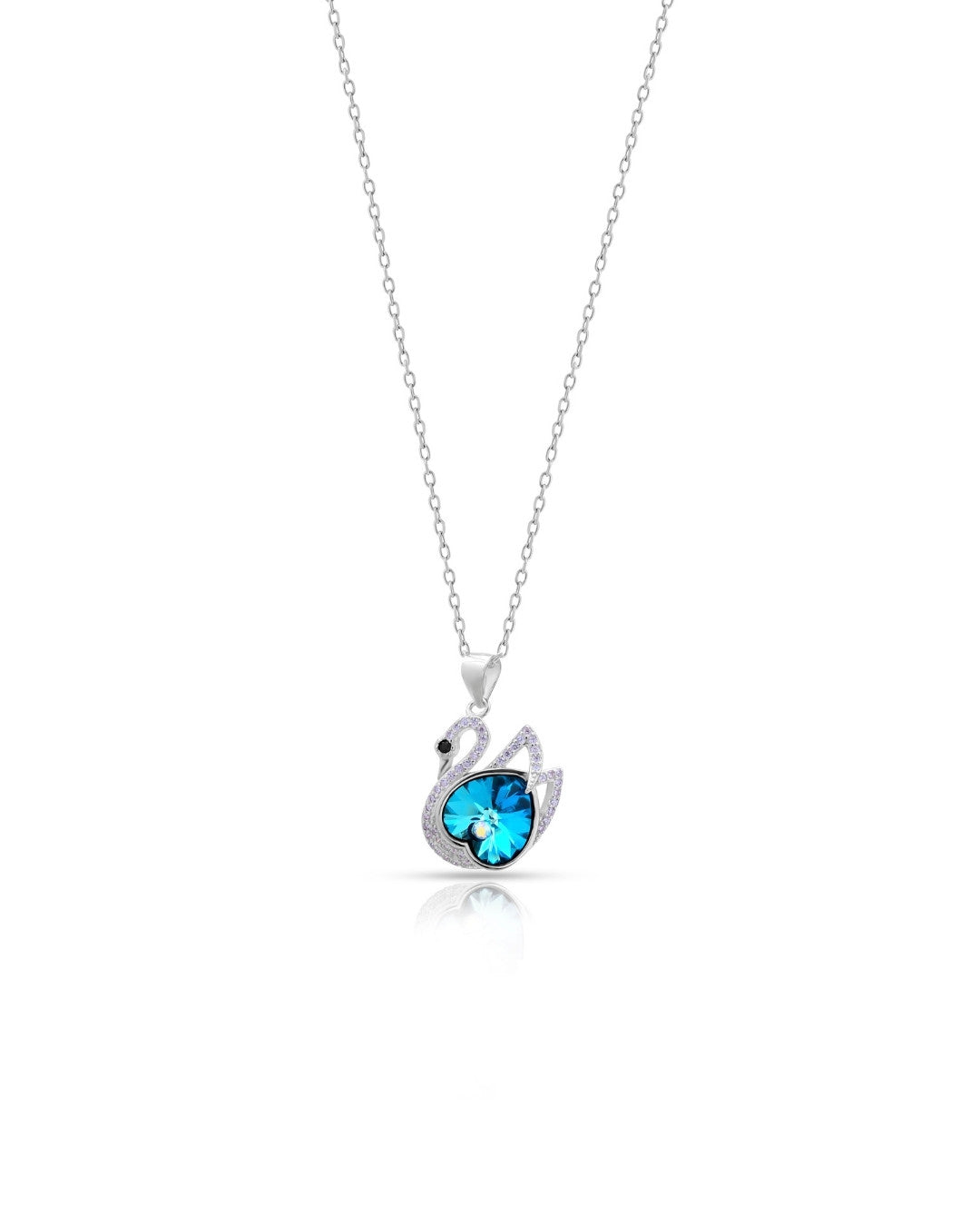 Silver Azure Swan Pendant Necklace
