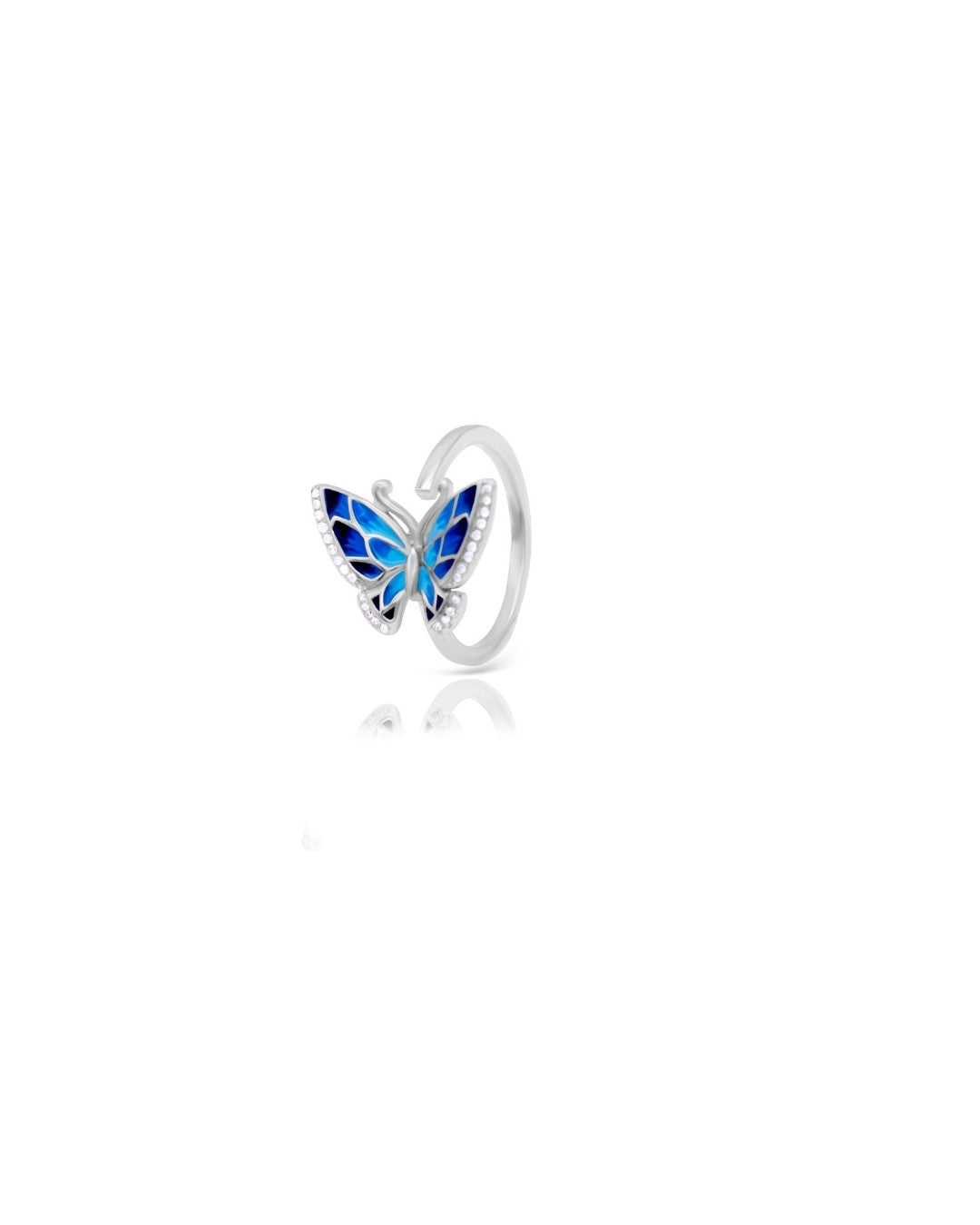 Silver Azure Wings Butterfly Ring
