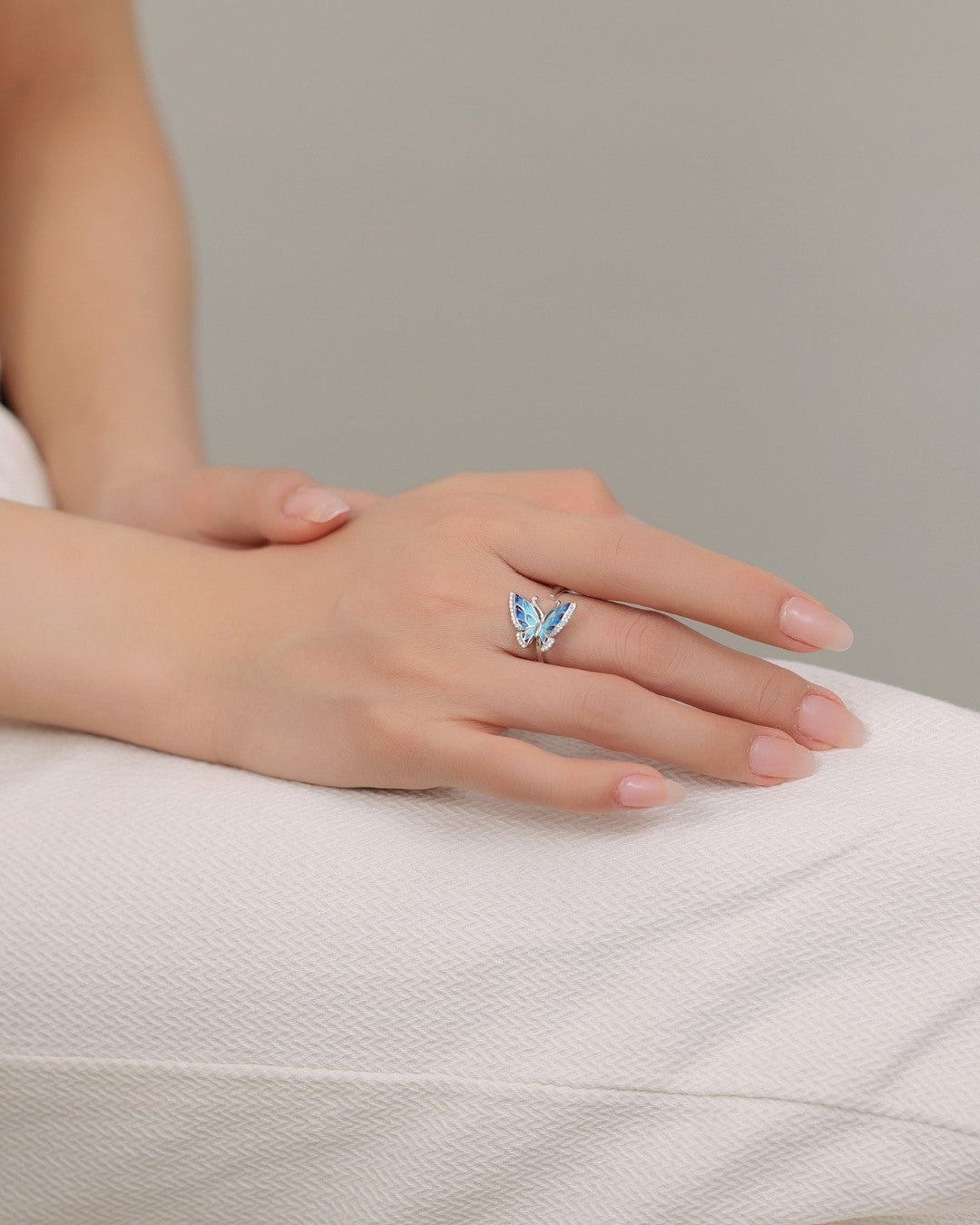 Silver Azure Wings Butterfly Ring