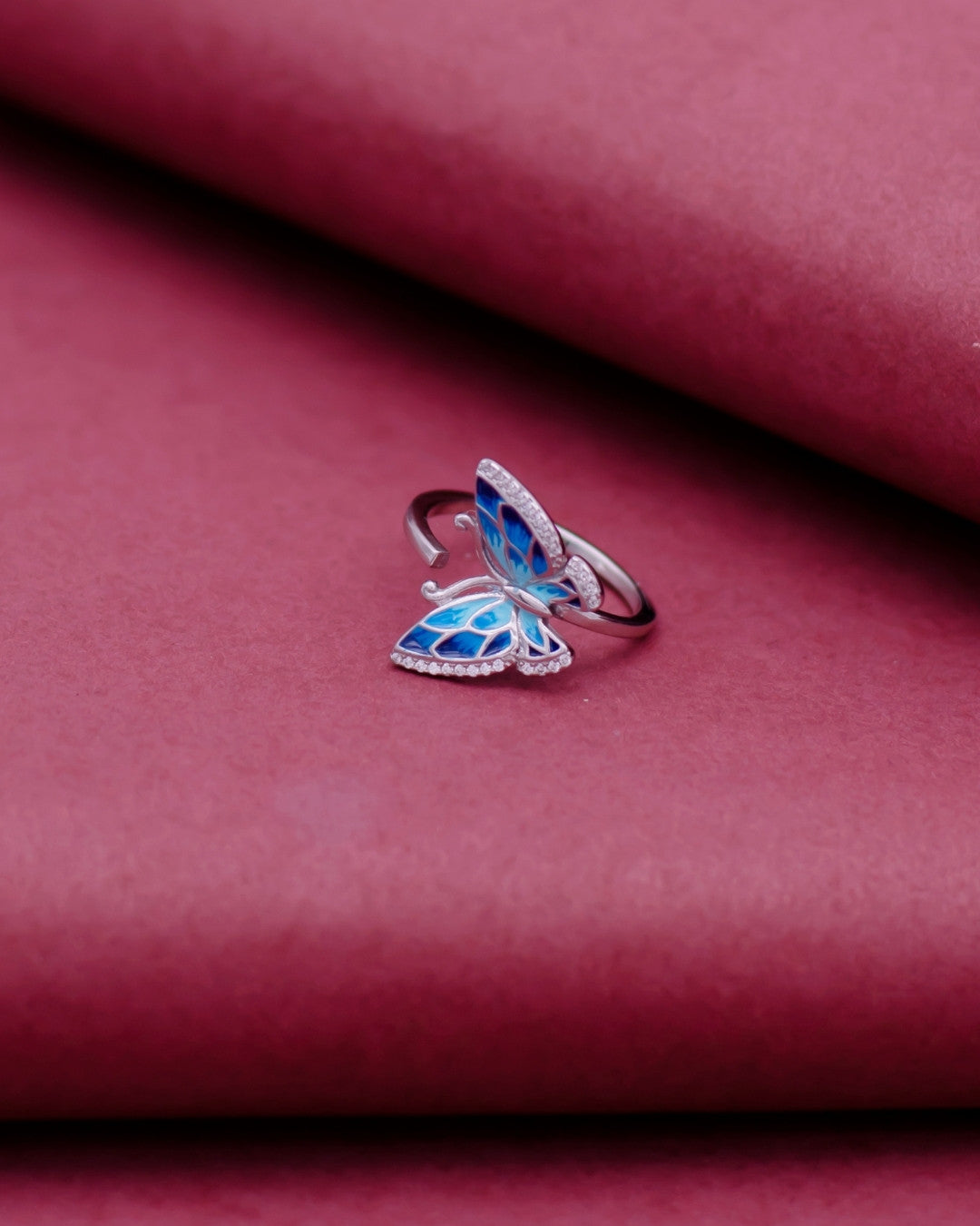 Silver Azure Wings Butterfly Ring