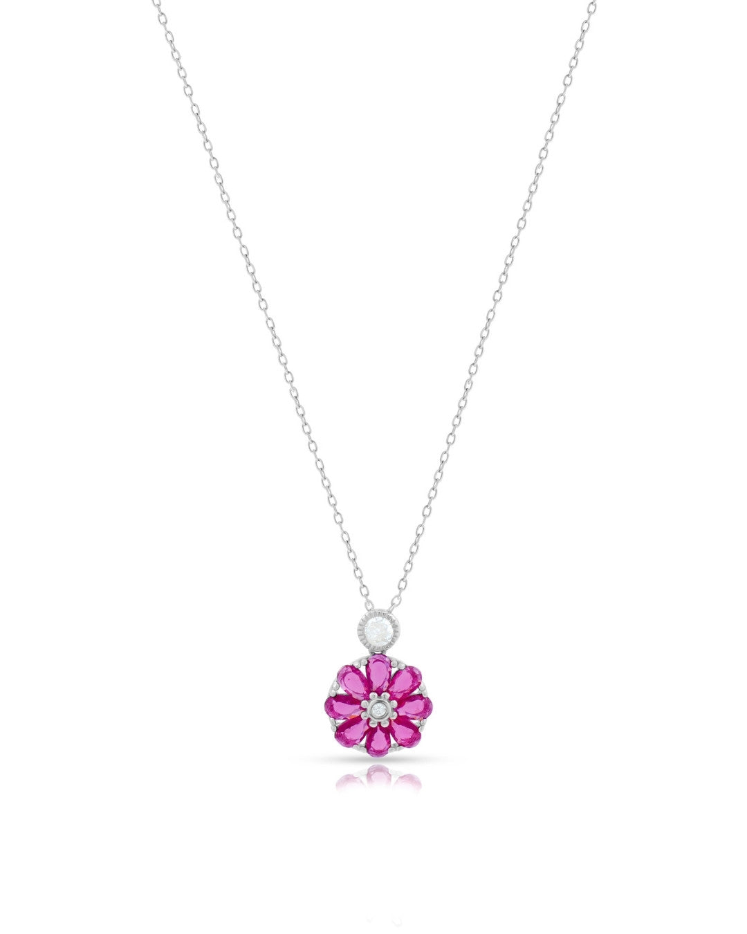Silver Blooming Radiance Floral Pendant Necklace