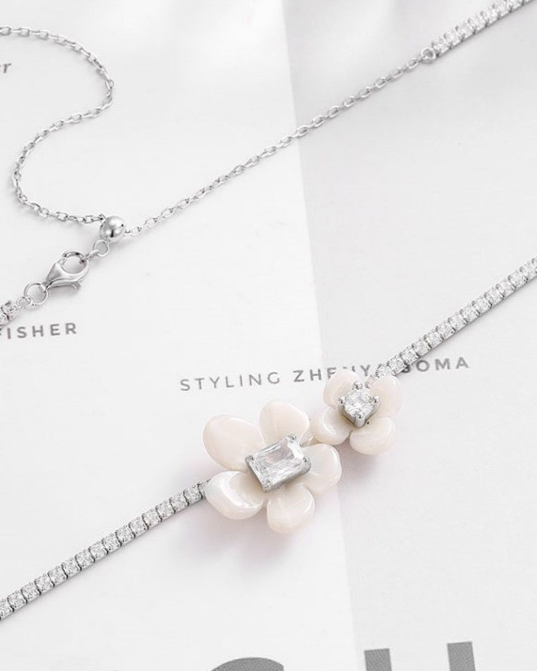 Silver Blossom Charm Floral Pendant Necklace