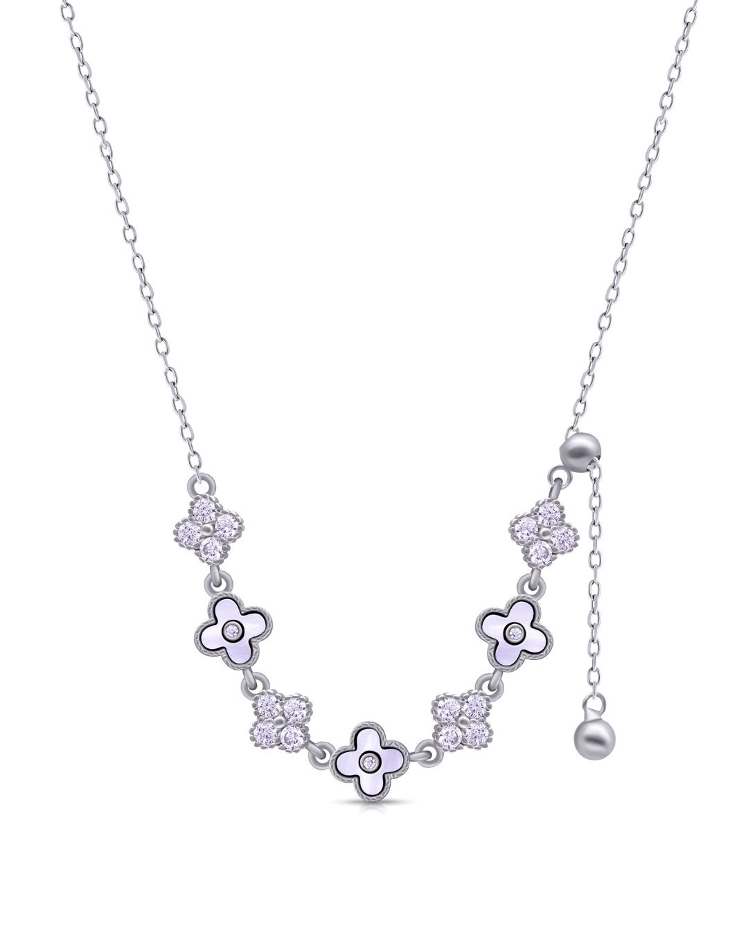 Silver Blossom Charm Pendant Necklace