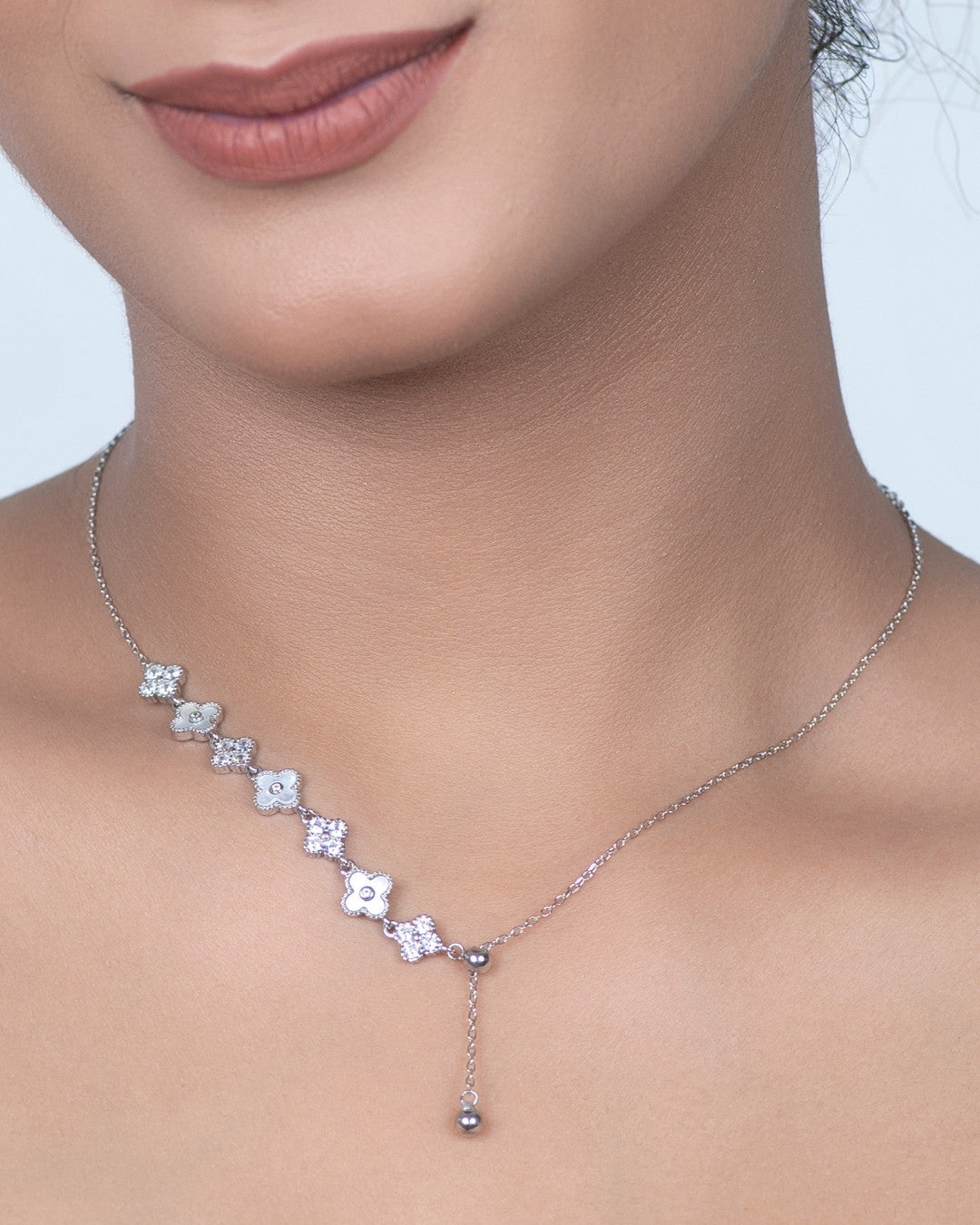 Silver Blossom Charm Pendant Necklace