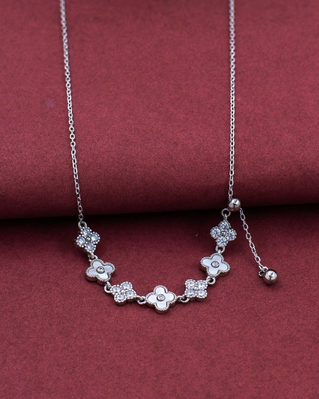 Silver Blossom Charm Pendant Necklace