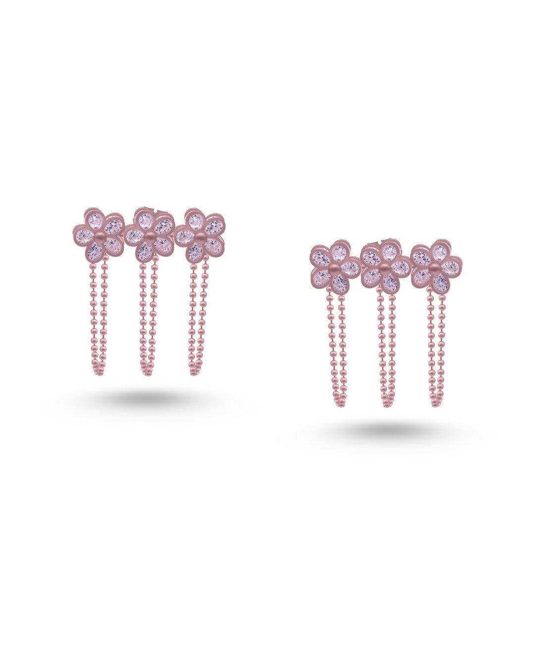 Silver Blossom Drizzle Rose Gold Earrings