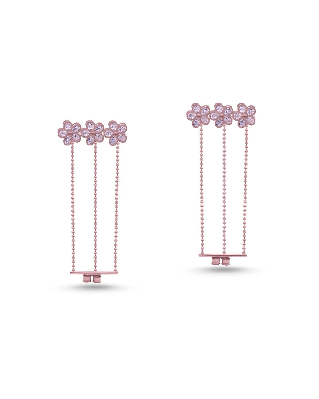 Silver Blossom Drizzle Rose Gold Earrings