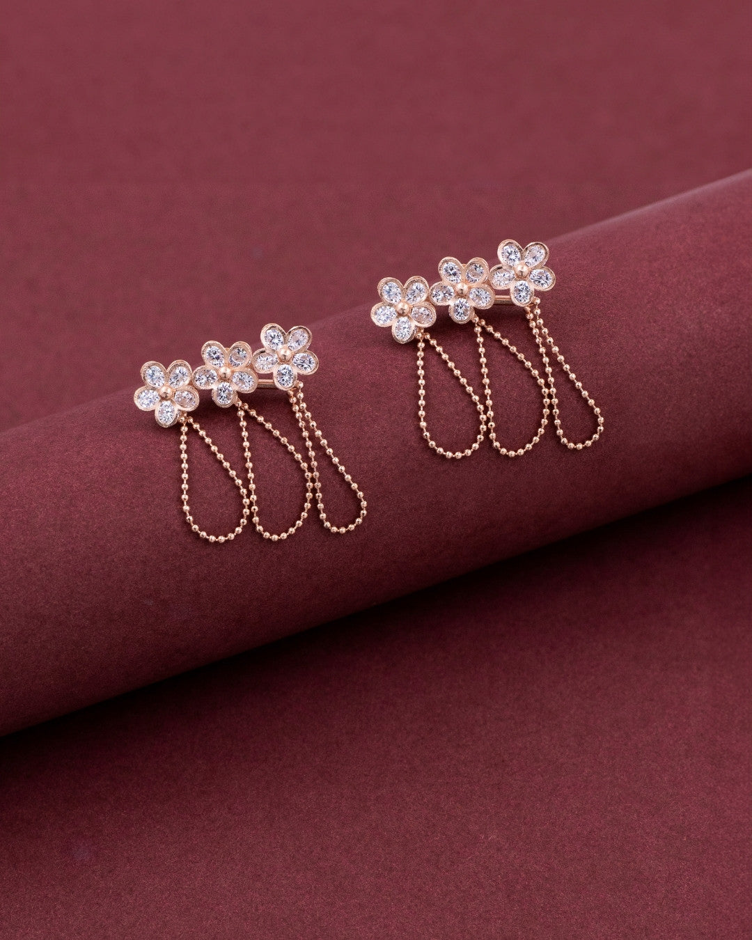 Silver Blossom Drizzle Rose Gold Earrings