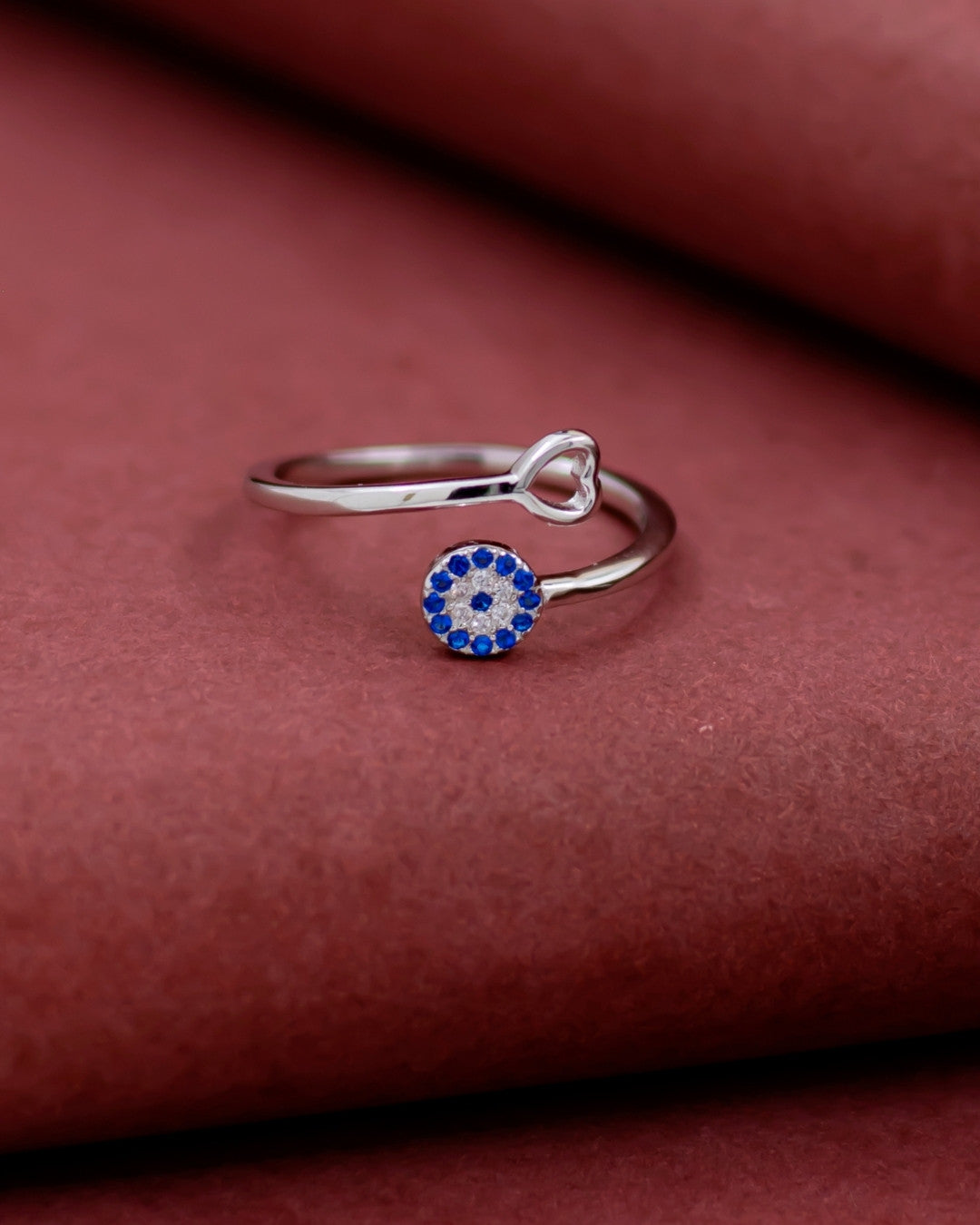 Silver Blue Spark Heart Ring