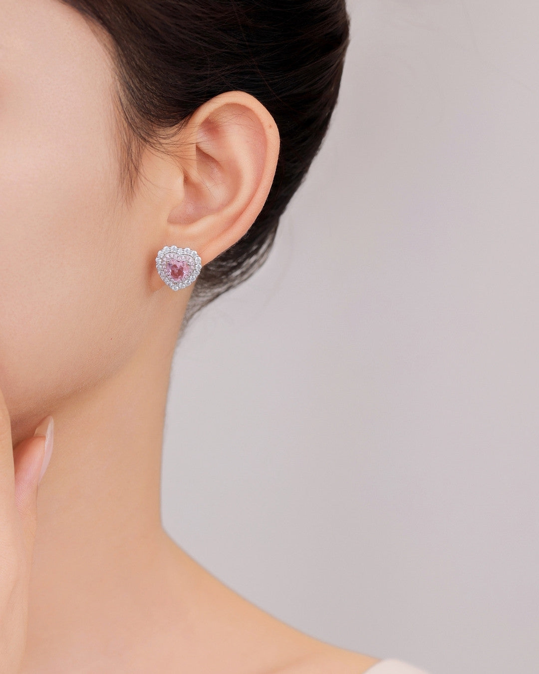 Silver Blush Heart Glimmer Earrings