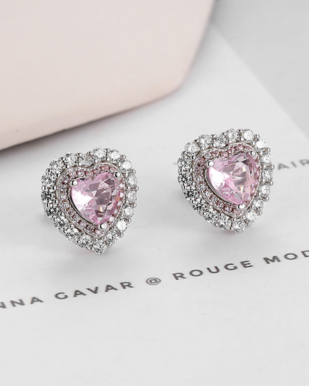 Silver Blush Heart Glimmer Earrings