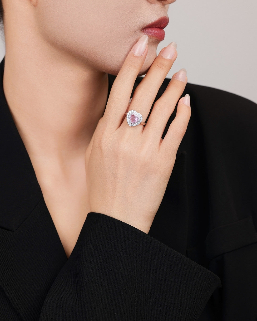Silver Blush Romance Heart Ring
