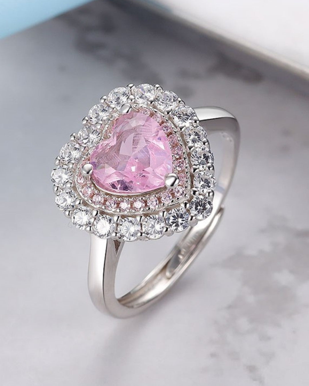 Silver Blush Romance Heart Ring