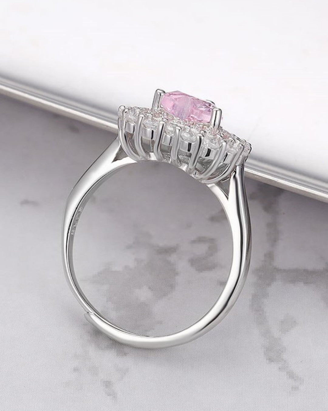 Silver Blush Romance Heart Ring
