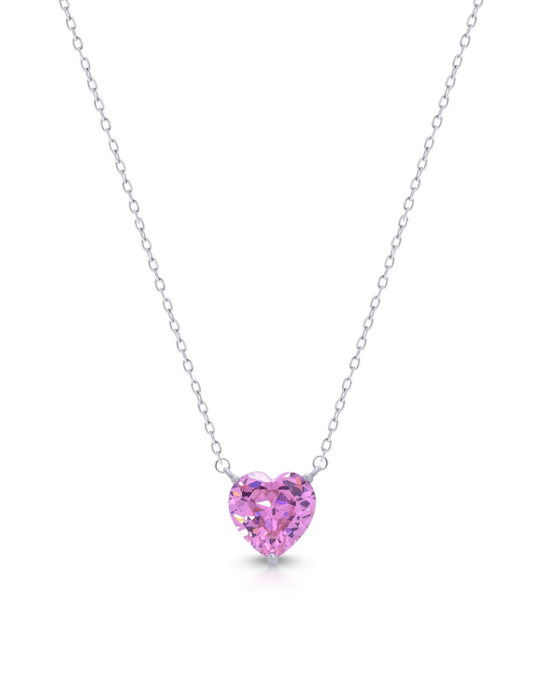 Silver Blushing Romance Heart Pendant Necklace