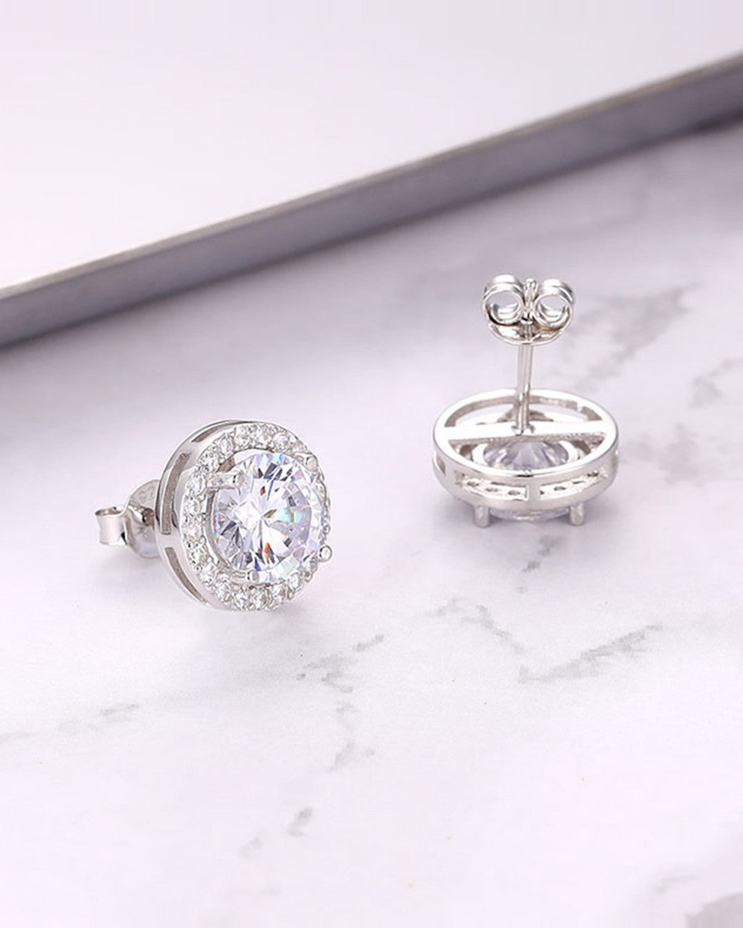 Silver Brilliant Halo Sparkle Earrings
