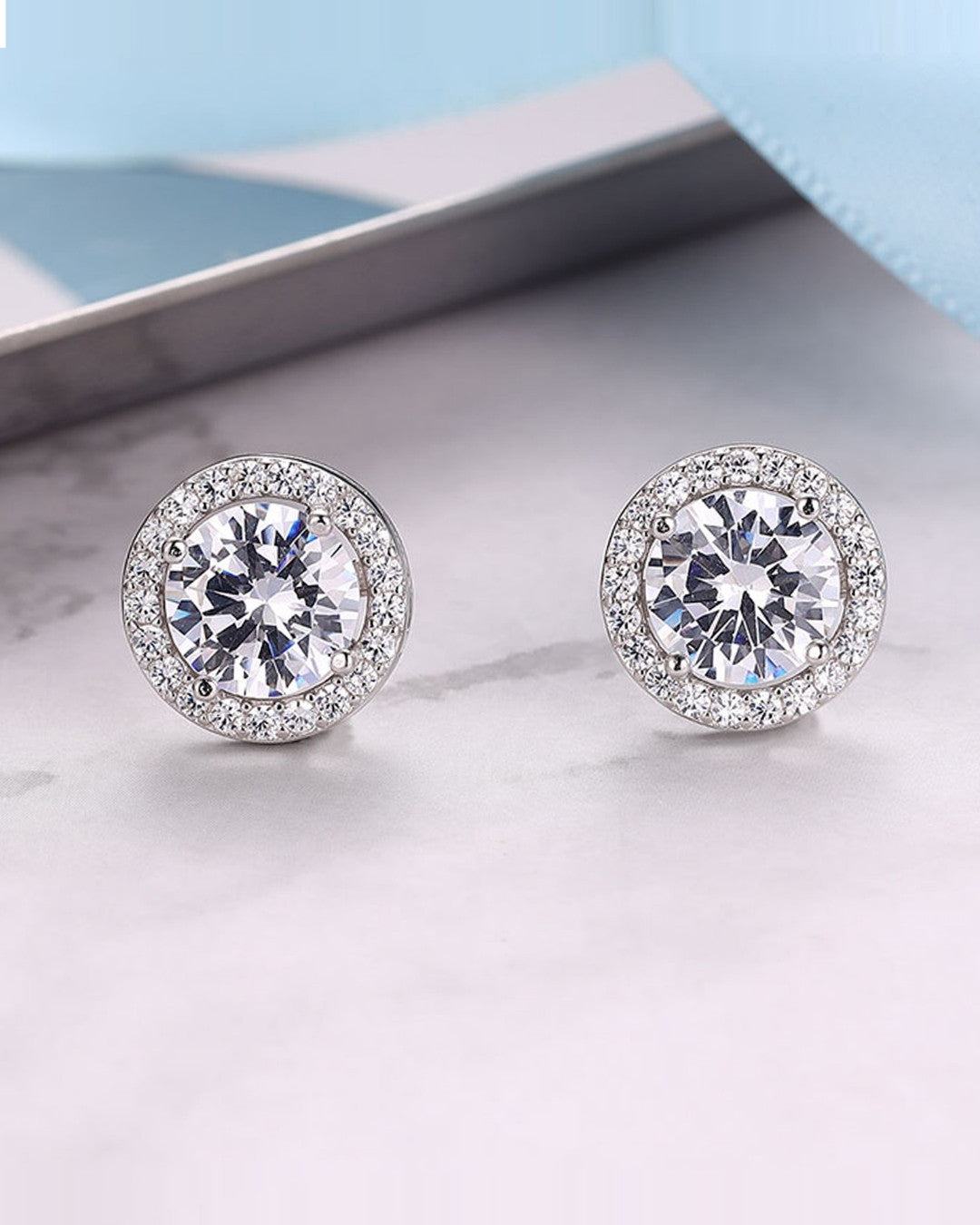 Silver Brilliant Halo Sparkle Earrings