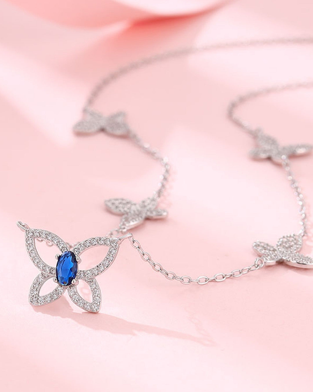 Silver Butterfly Bliss Pendant Necklace