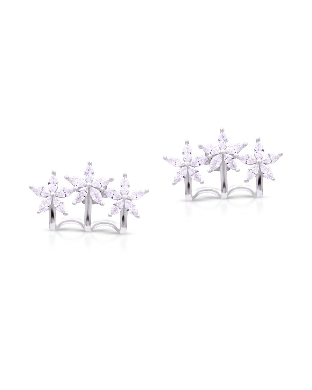 Silver Celestial Blossom Climber Earrings