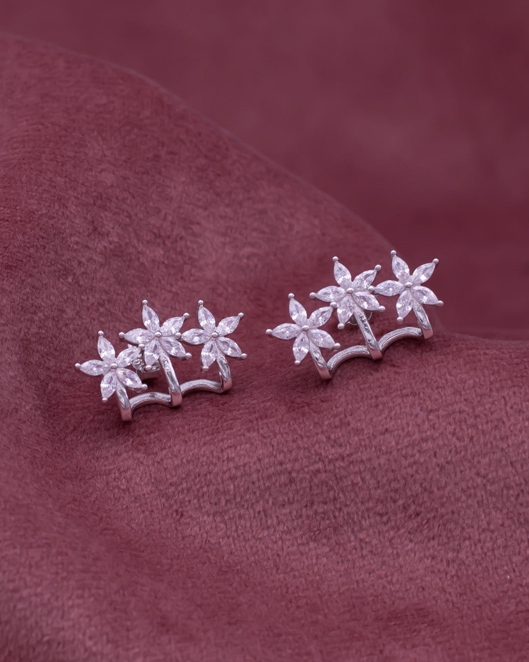 Silver Celestial Blossom Climber Earrings