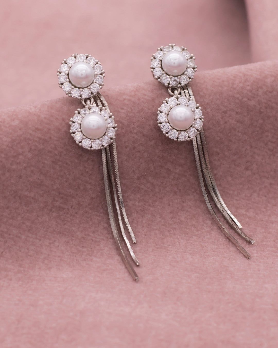 Silver Celestial Glow Pearl Earrings