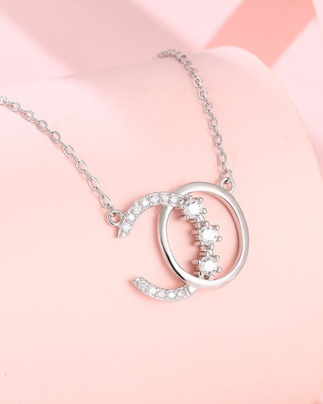 Silver Celestial Harmony Moon Pendant Necklace