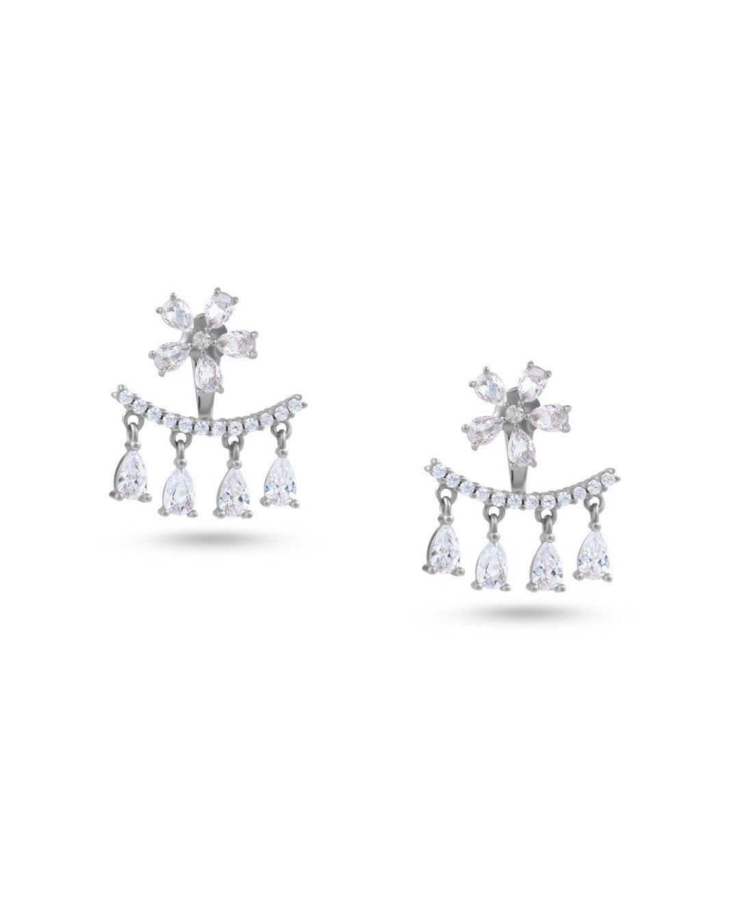 Silver Celestial Spark Cascade Earrings