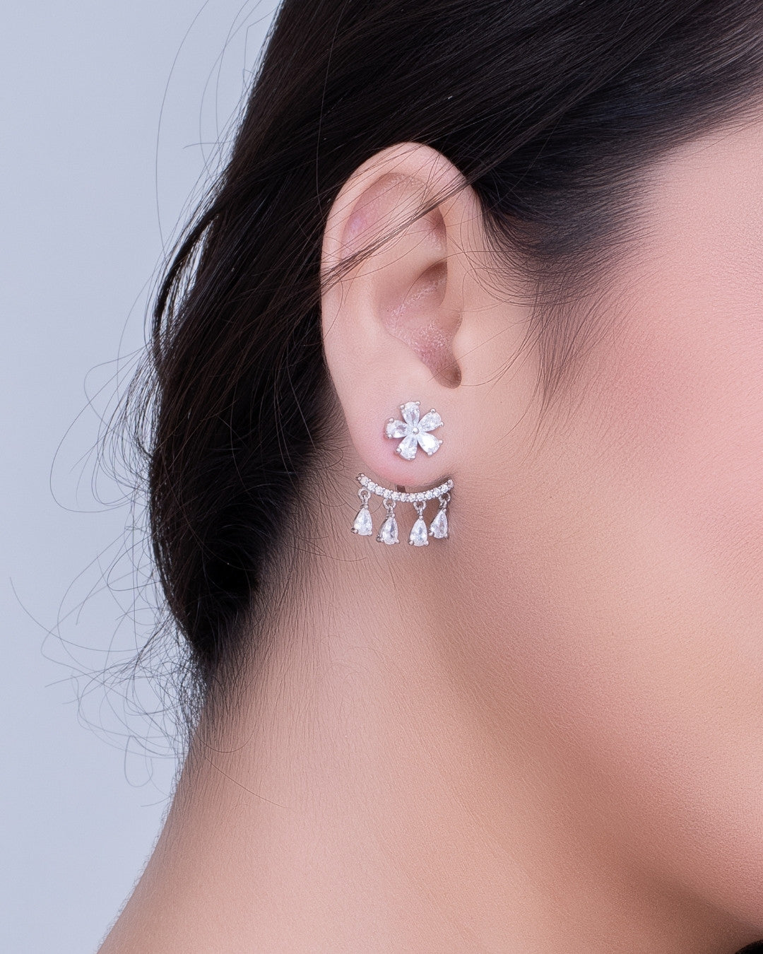 Silver Celestial Spark Cascade Earrings