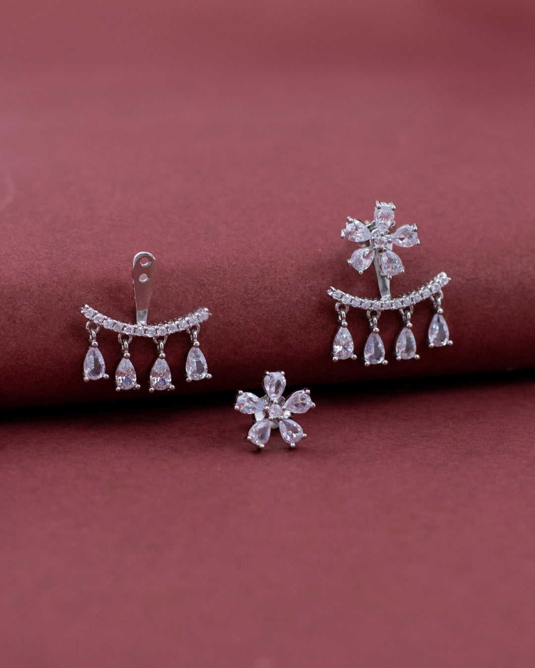 Silver Celestial Spark Cascade Earrings
