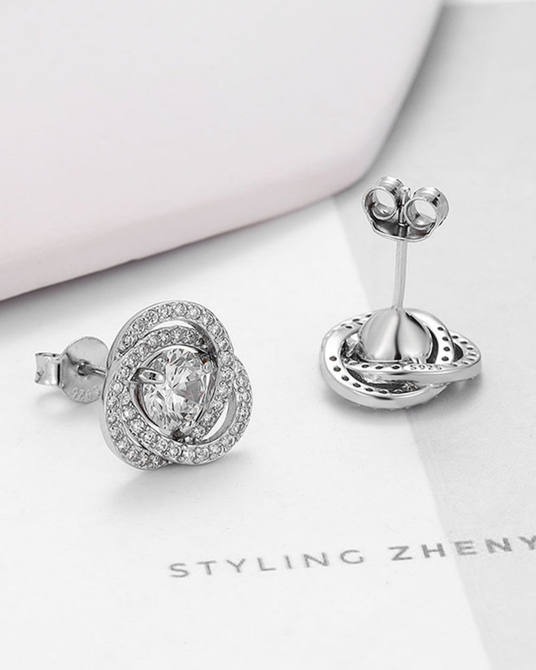 Silver Celestial Swirl Sparkle Earrings