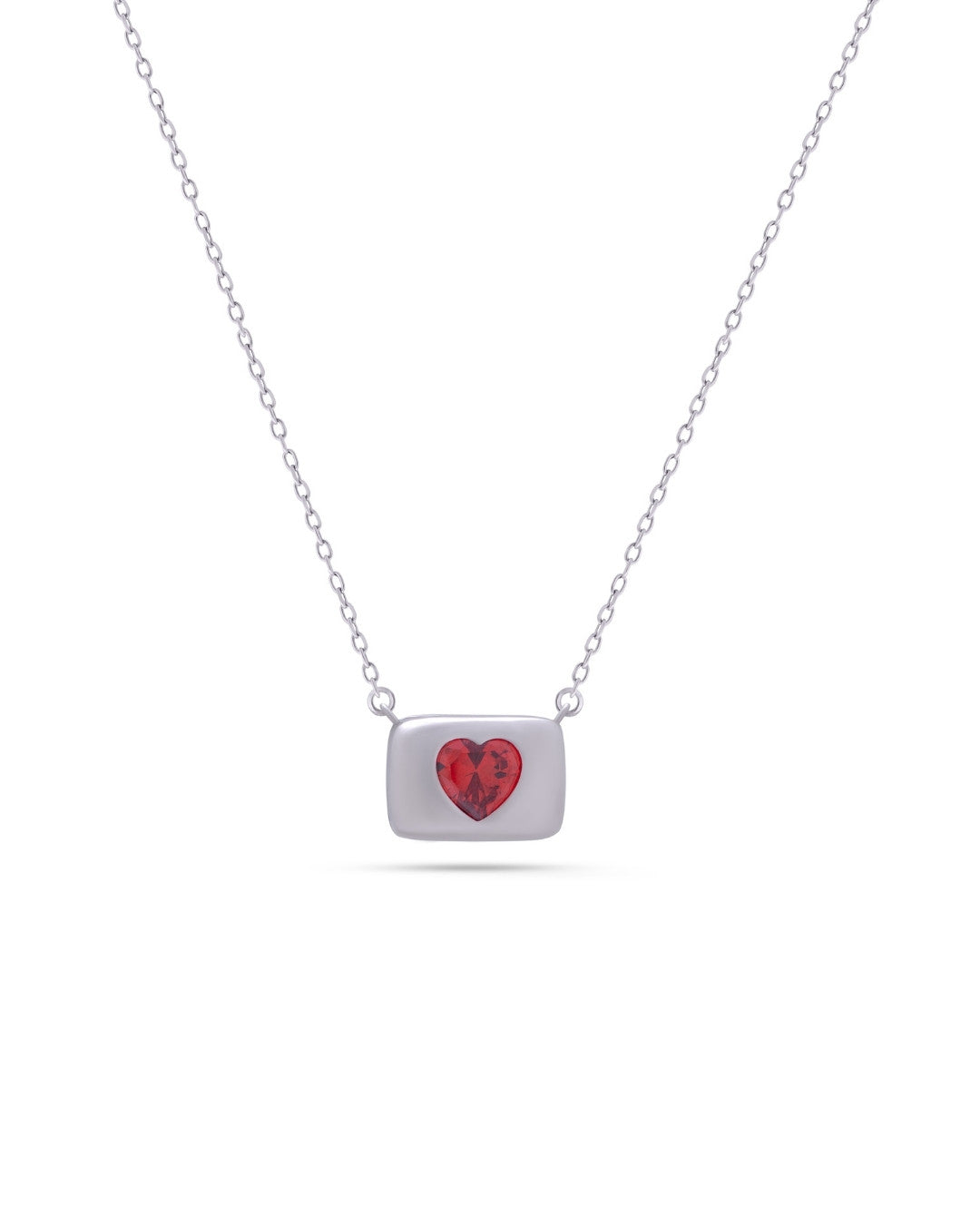Silver Crimson Love Charm Pendant Necklace