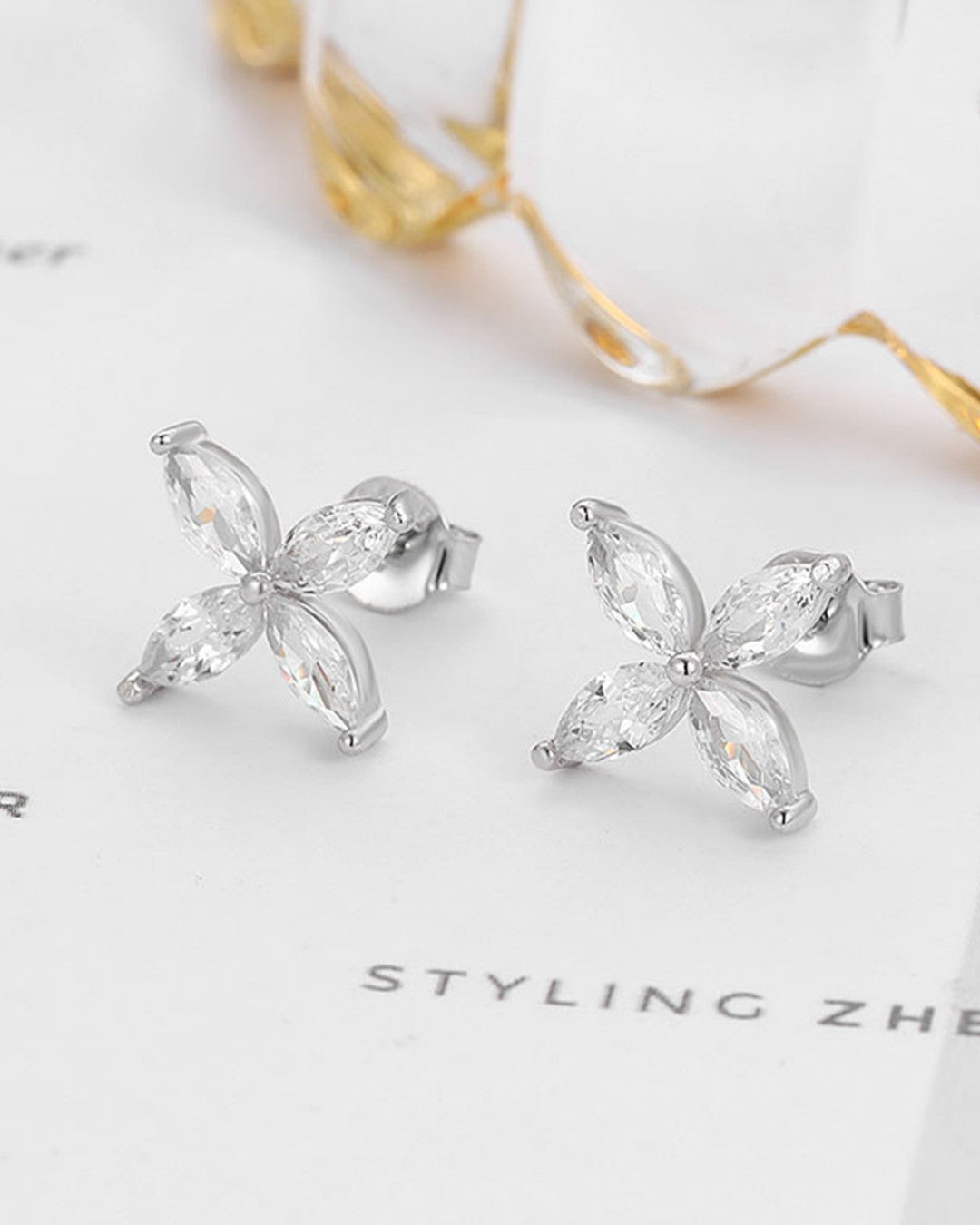 Silver Crystal Bloom Elegance Earrings