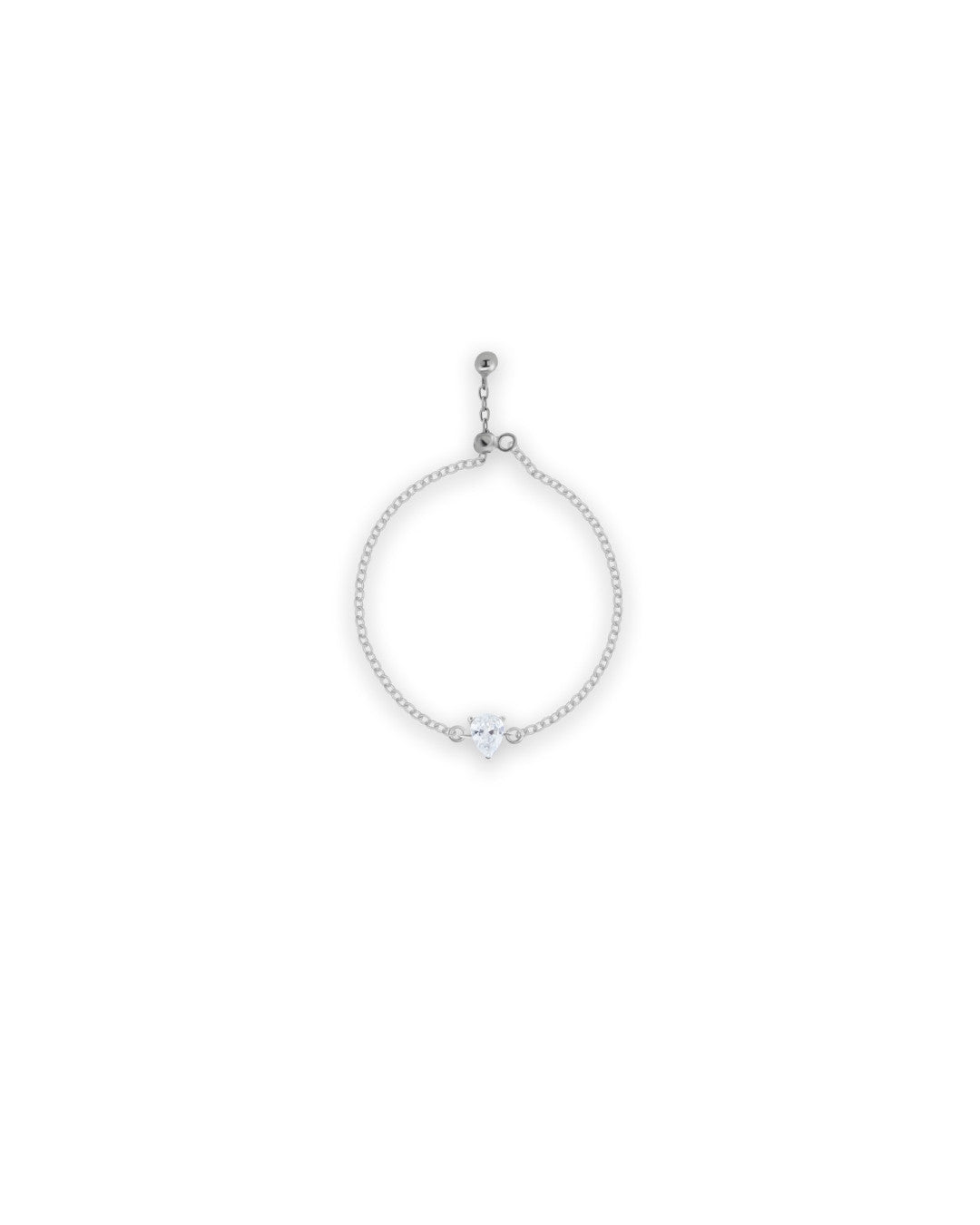 Silver Crystal Elegance Chain Ring