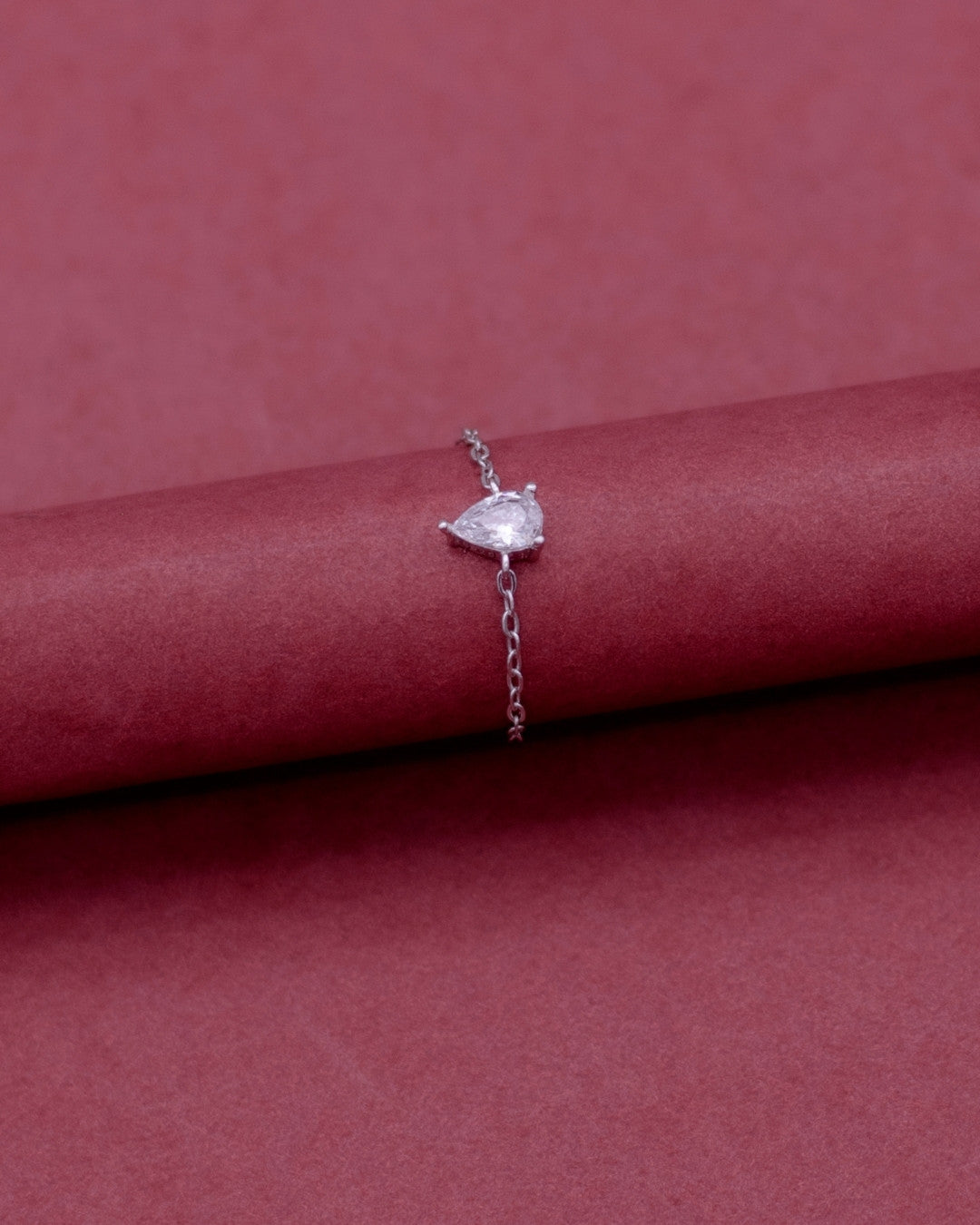 Silver Crystal Elegance Chain Ring