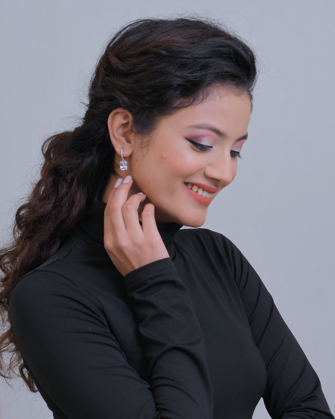 Silver Crystal Elegance Hoop Earrings