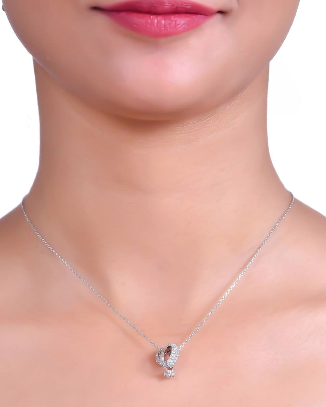 Silver Dazzle Halo Heart Pendant Necklace