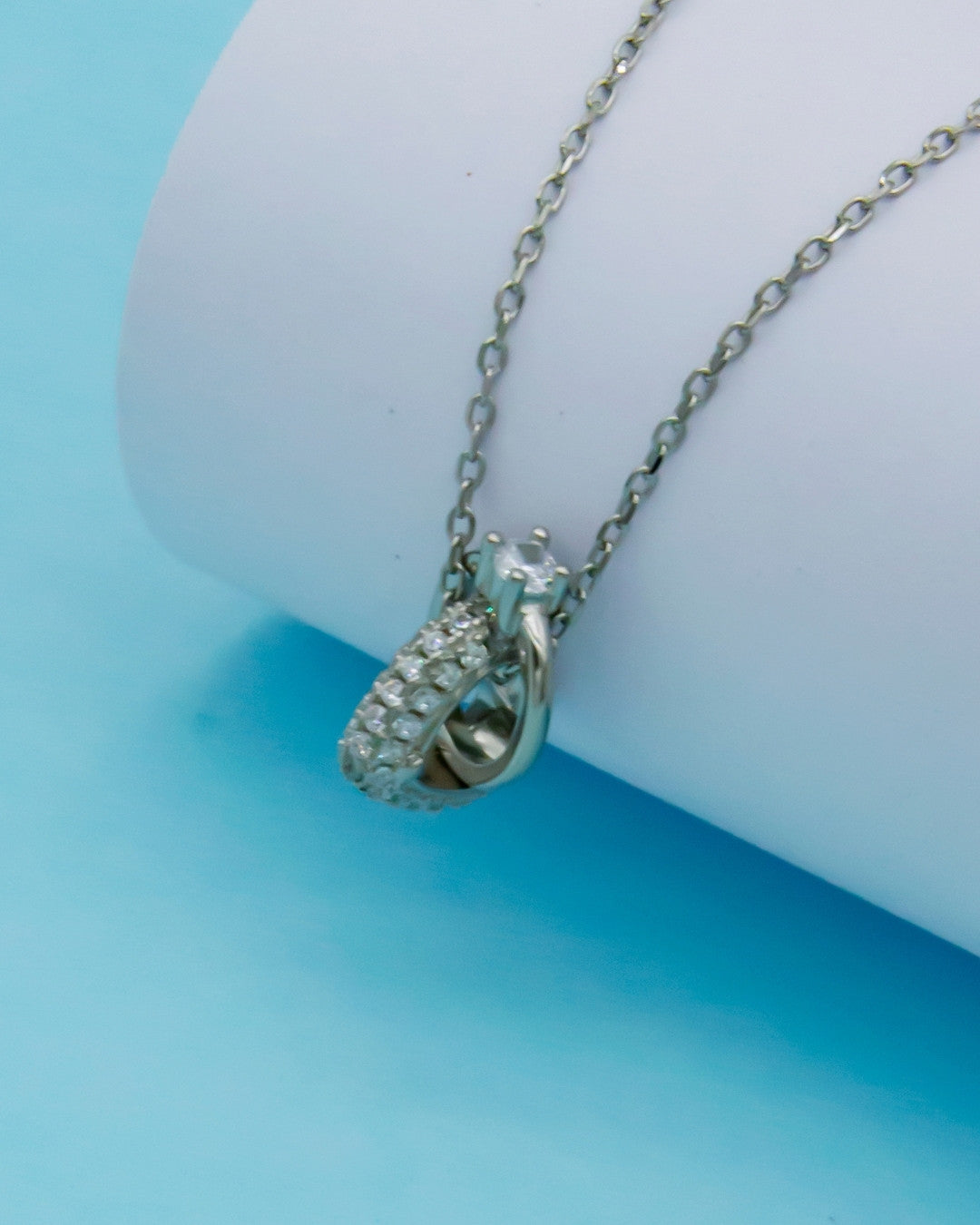 Silver Dazzle Halo Heart Pendant Necklace