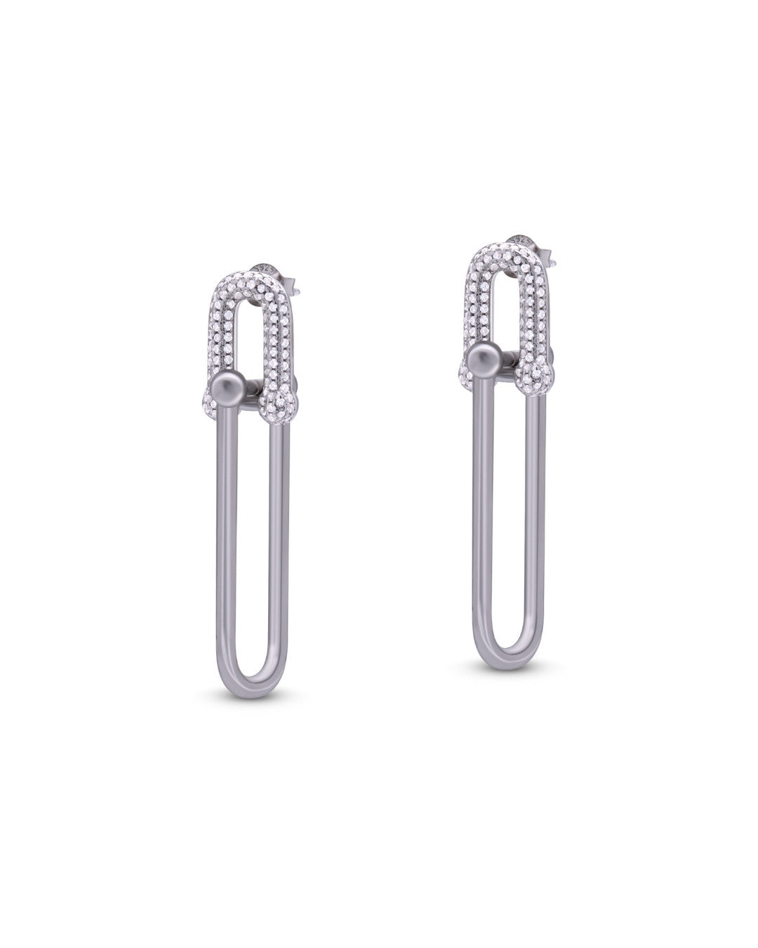 Silver Dazzling Loop Charm Earrings