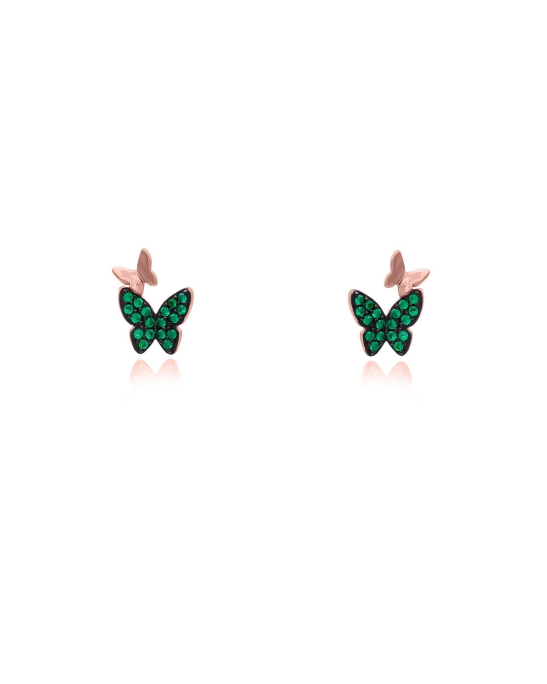 Silver Emrald Butterfly Earrings