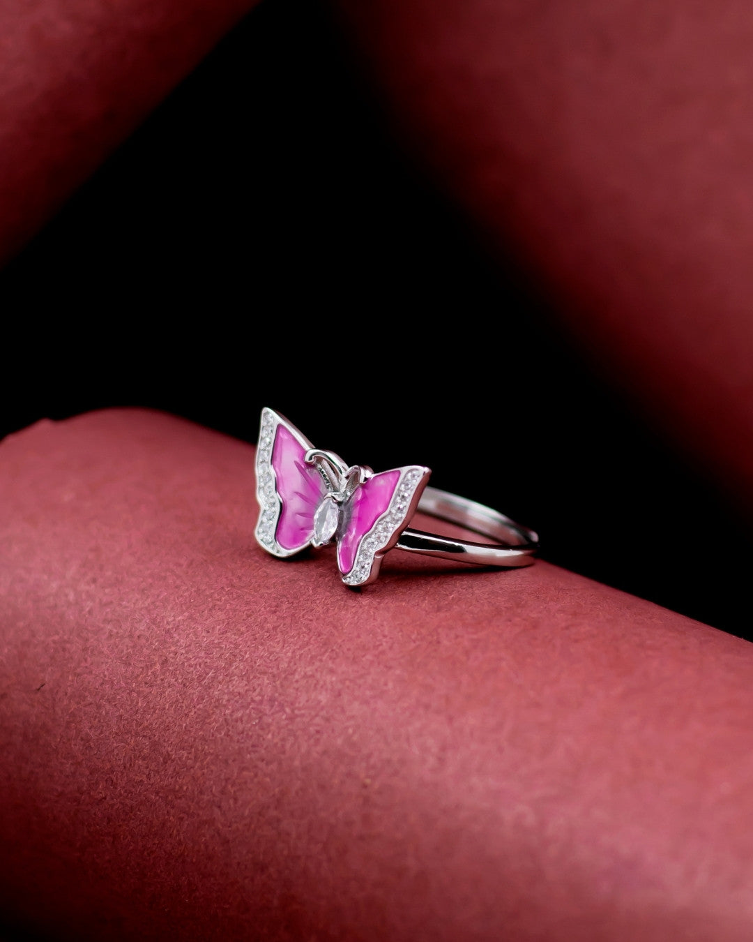 Silver Enchanted Bloom Butterfly Ring