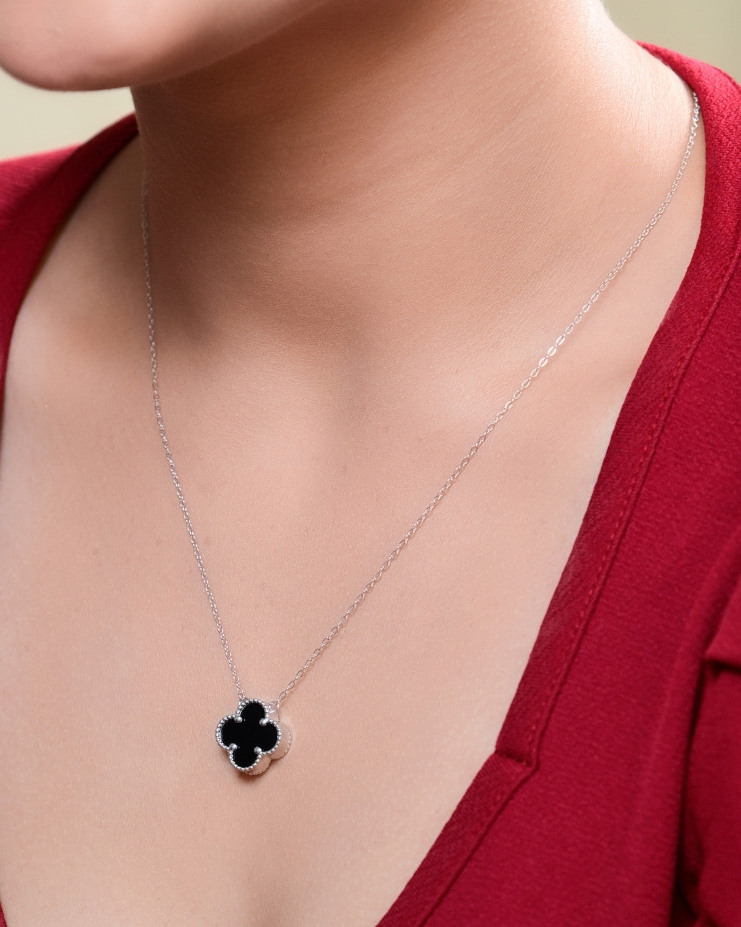 Silver Enchanted Elegance Clover Pendant Necklace