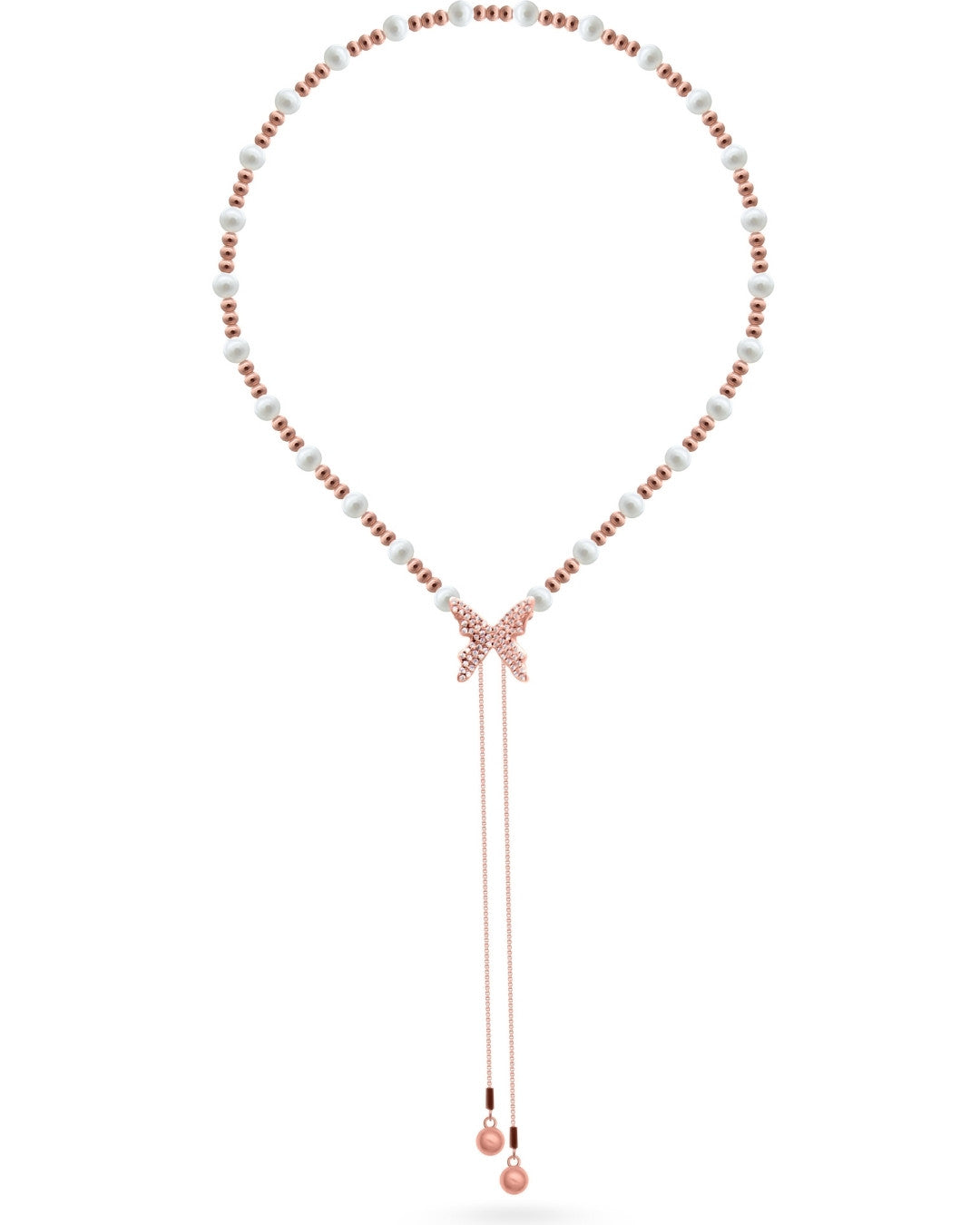 Silver Enchanted Symphony Pearl Bead Pendant Necklace