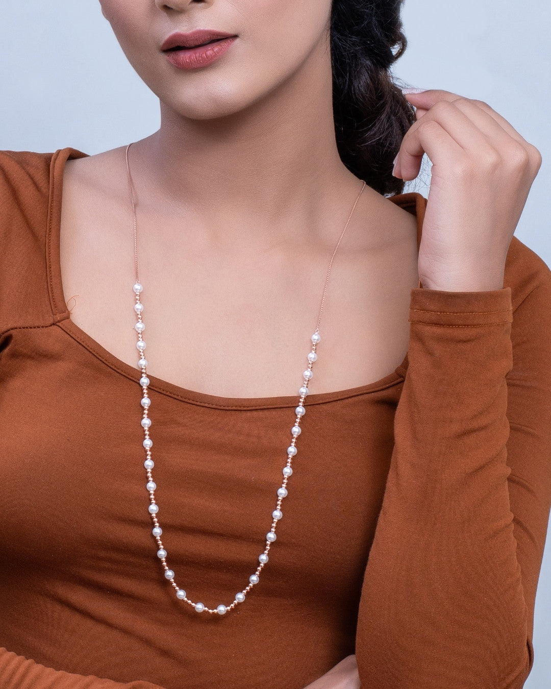 Silver Enchanted Symphony Pearl Bead Pendant Necklace