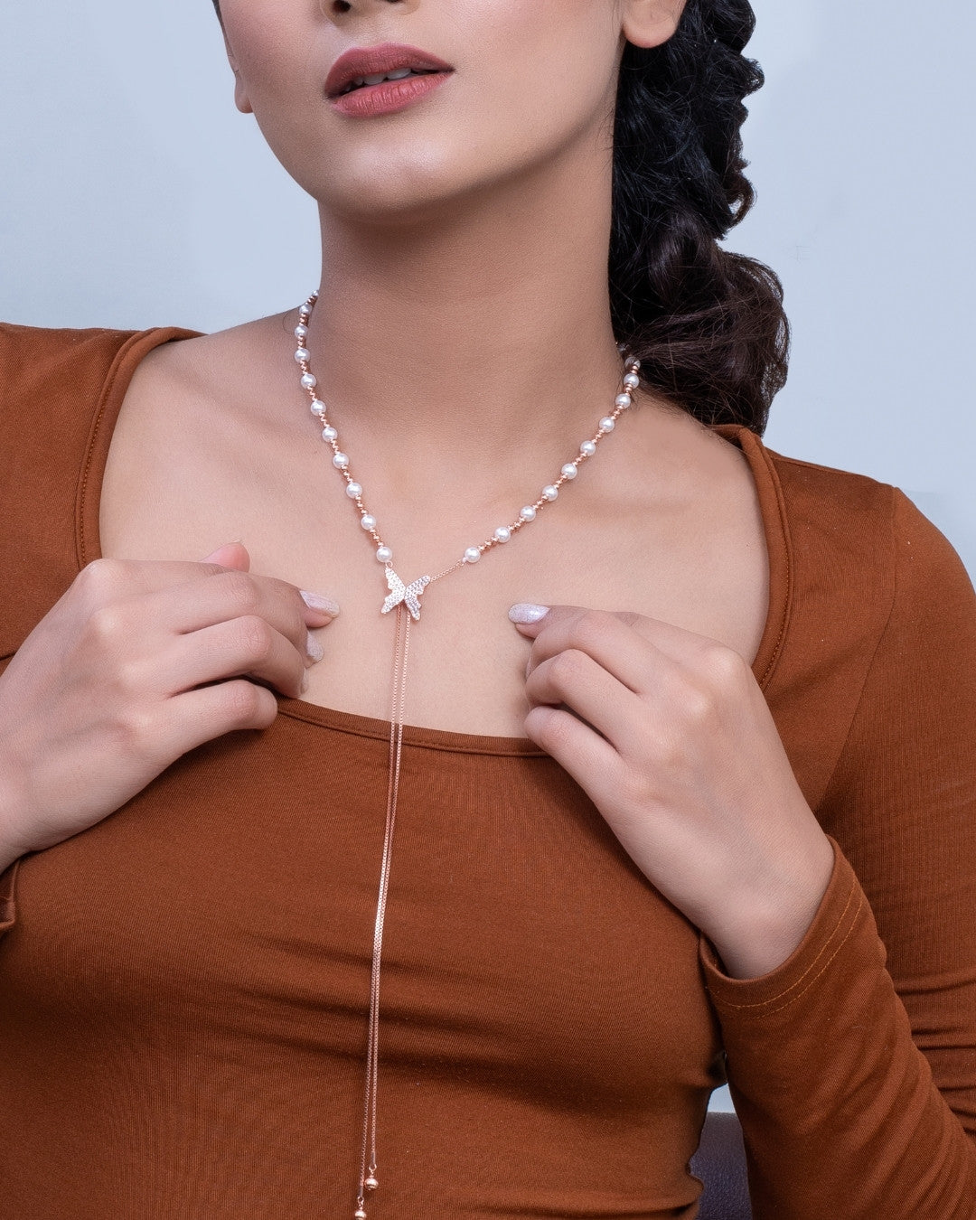 Silver Enchanted Symphony Pearl Bead Pendant Necklace
